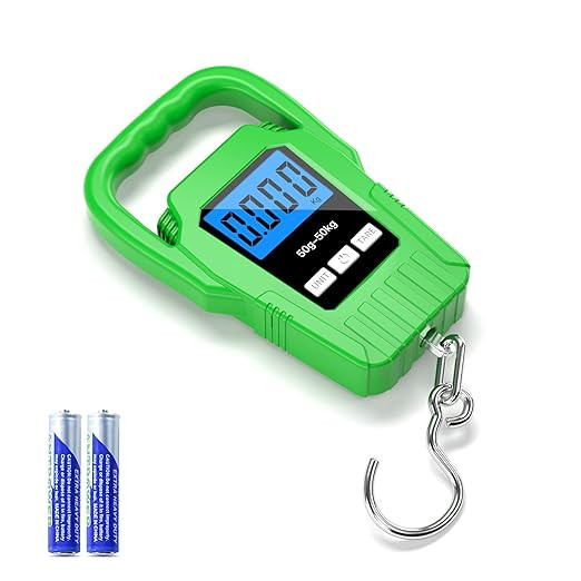 SKEAP Digital Fish Scale Hanging Scale Fishing Scale,110lb/50kg Luggage Scale,Upgrade Large Handl... | Amazon (US)