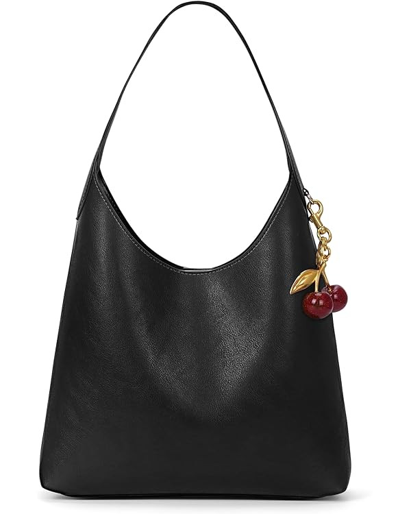 Faux Suede Hobo Bags Vegan Leather Shoulder Bag Tote for Women with Cherry Charm Slouchy Designer... | Amazon (US)