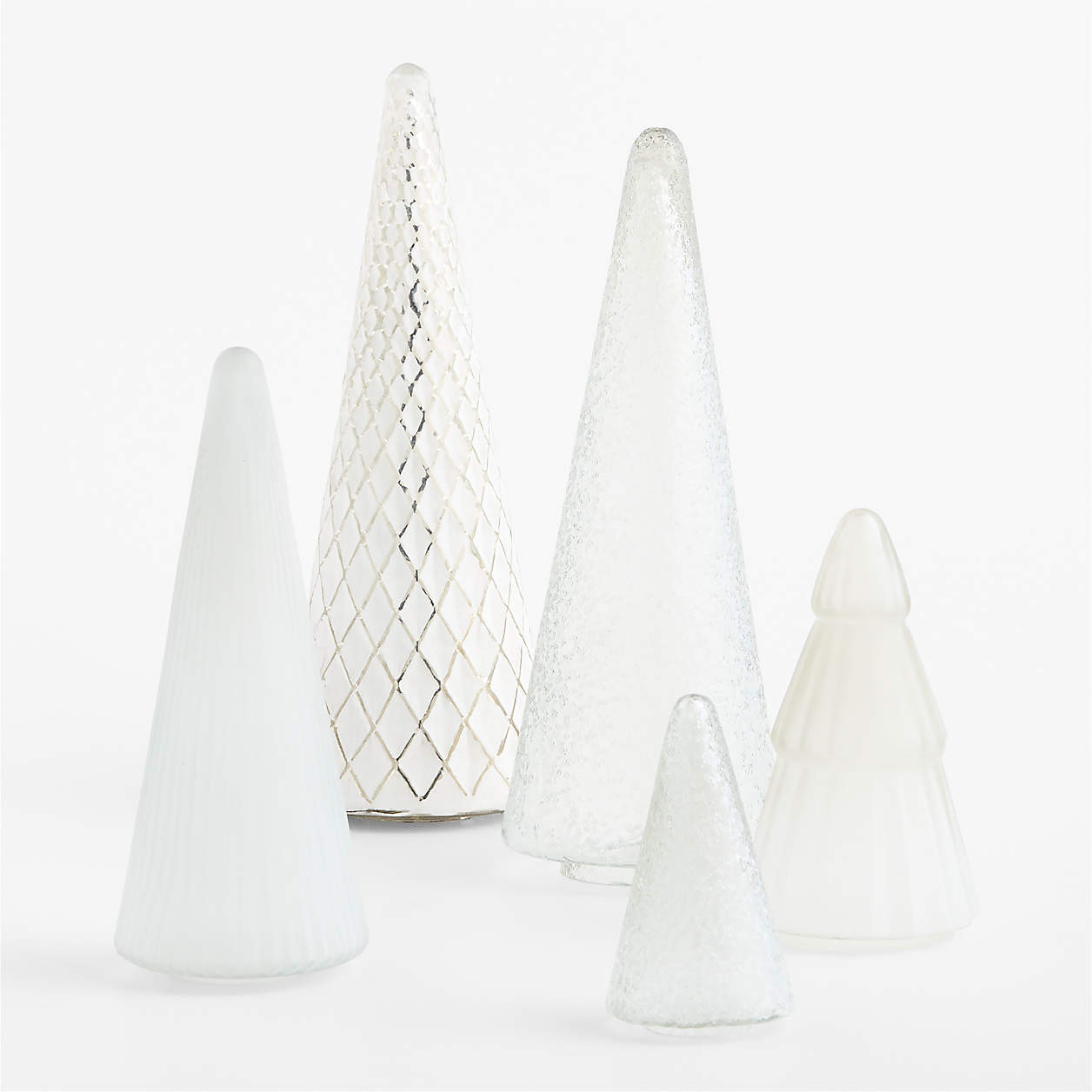 Winter Wonderland Frosted Fluted Glass Holiday Tree, Small 9" + Reviews | Crate & Barrel | Crate & Barrel