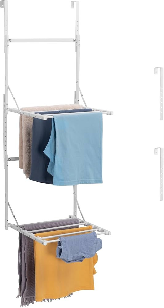 Navaris 2-Tier Over Door Towel Rack - Adjustable Radiator Airer for Laundry - Wall-Mount or Over ... | Amazon (US)