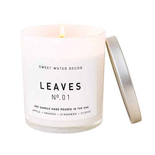 Amazon.com: Sweet Water Decor Leaves Candle | Autumn, Cinnamon, Apple, Fall Scented Soy Candles f... | Amazon (US)