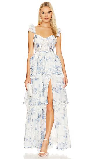 Jolie Gown | White And Blue Dress Floral Maxi Dress Floral Gown Blue Bridesmaids Dress Blue Outfits | Revolve Clothing (Global)