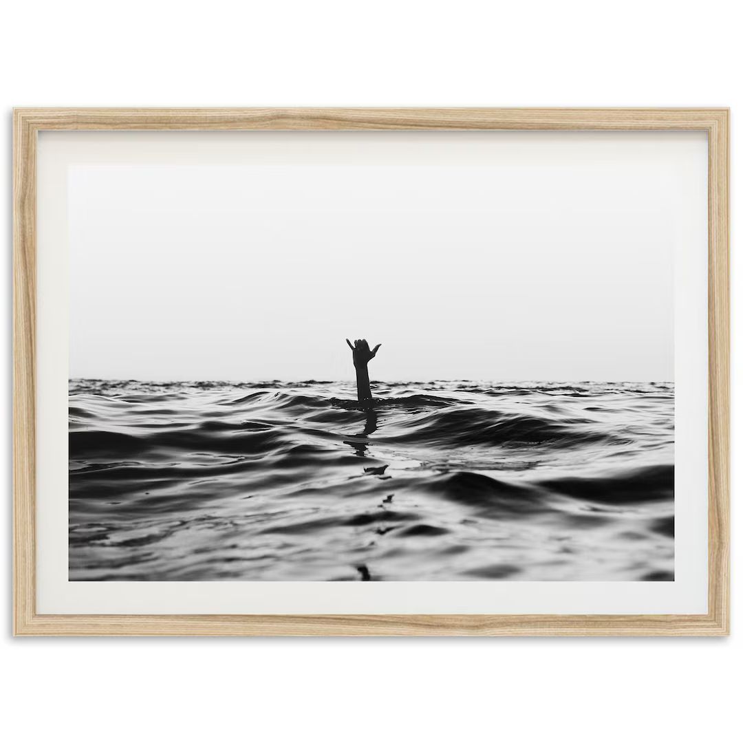 Fine Art Shaka Surf Print Black and White Fine Art Photography Framed Ocean Beach Home Wall Decor... | Etsy (US)