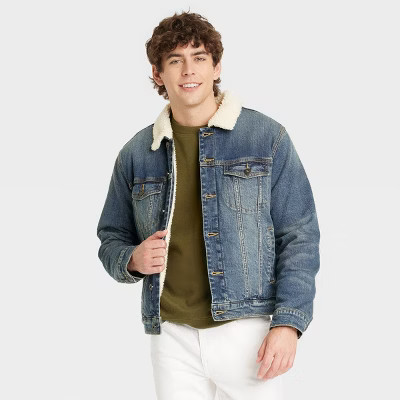 Men's Sherpa Lined Denim Trucker Jacket - Goodfellow & Co™ | Target