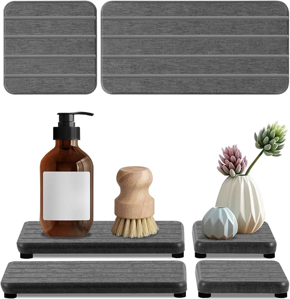 4PCS Fast Drying Diatomite Stone Soap Tray for Bathroom and Kitchen, Vanity Tray, Water Absorbing... | Amazon (US)