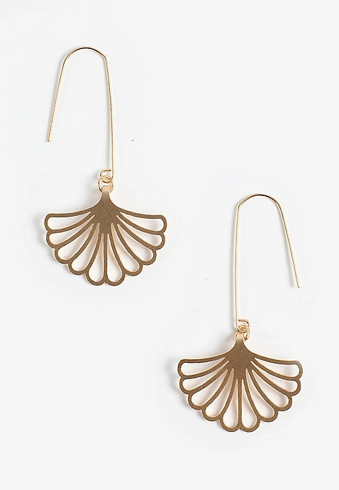 Matte Gold Cutout Fan Drop Earrings | Maurices