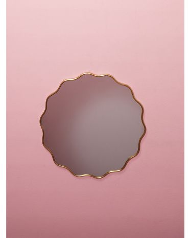 32in Squiggle Round Wall Mirror In Foiled Frame | HomeGoods