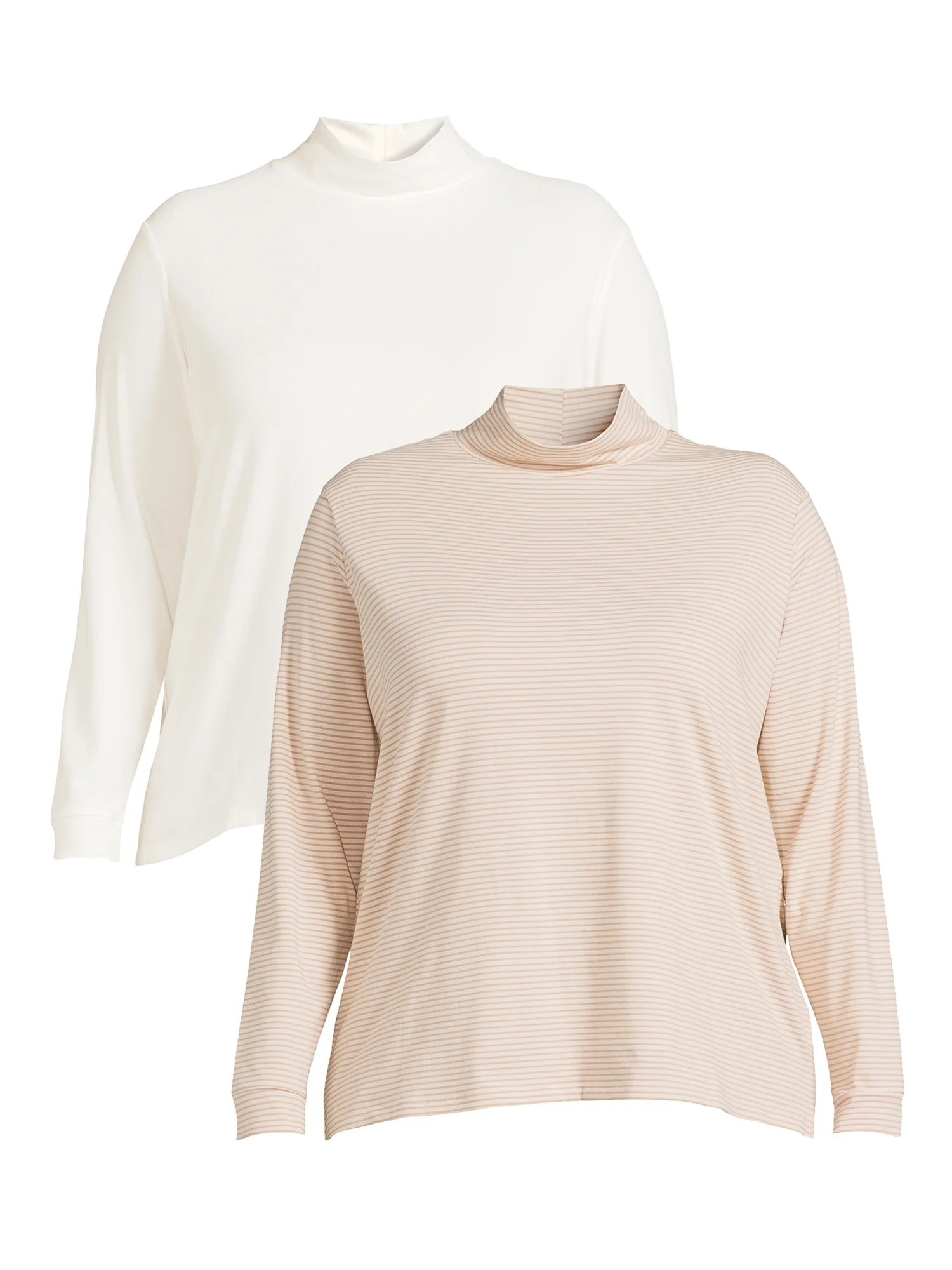 Terra & Sky Women's Plus Size Mock Neck T-Shirt, 2-Pack | Walmart (US)