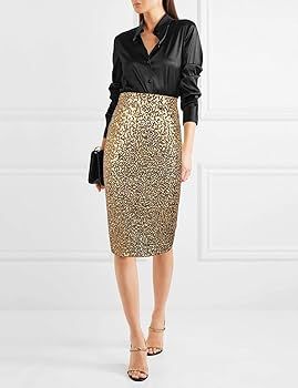 L'VOW Sequin Skirts for Women High Waist Sparkle Pencil Skirt Club Cocktail Party Clothing Bodyco... | Amazon (CA)