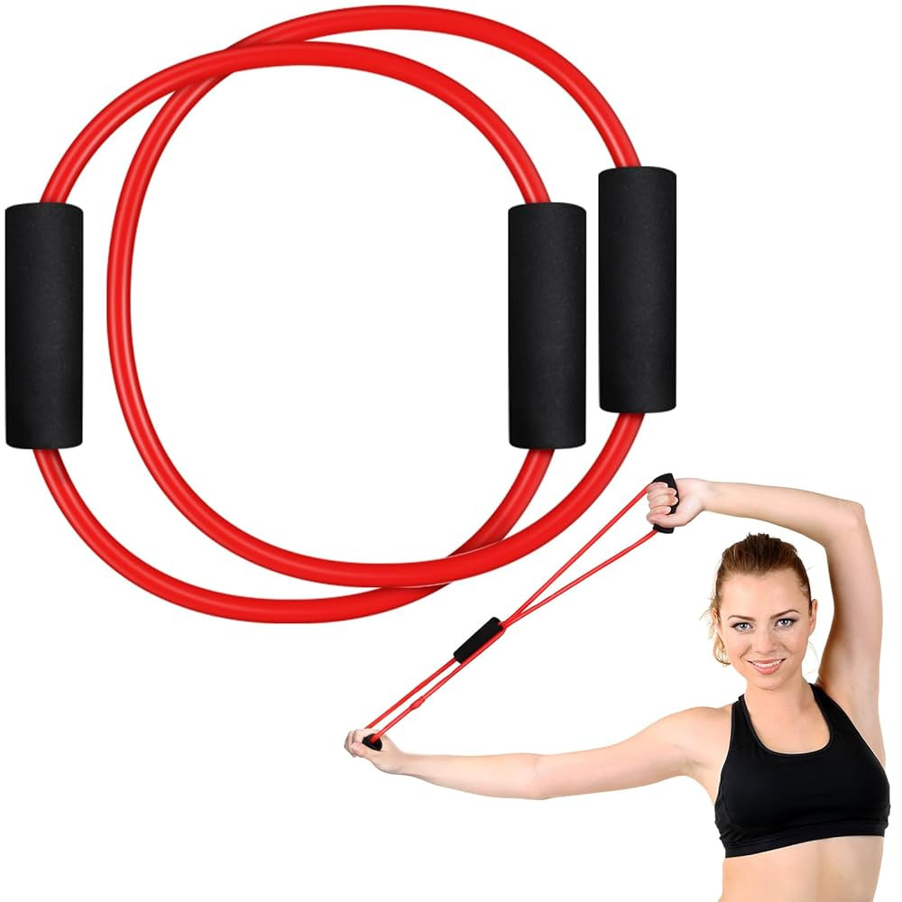 Barre Double Tube Red Resistance Band Exercise Tubes for Home Pilates Barre Workout | Amazon (US)