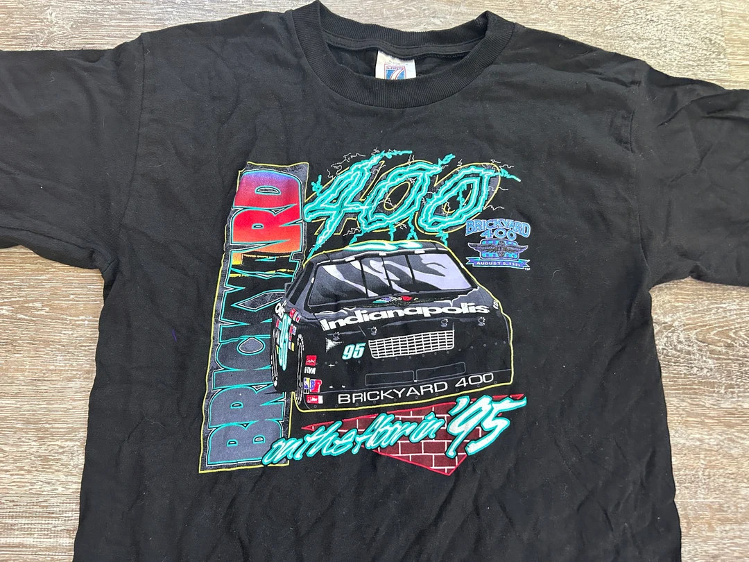 Vintage 1995 Nascar Graphic T Shirt Brickyard 400 Indianapolis 90s XS Black | Etsy (US)