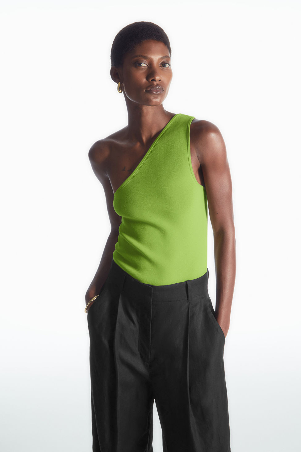 ONE-SHOULDER TANK TOP - GREEN - COS | COS UK