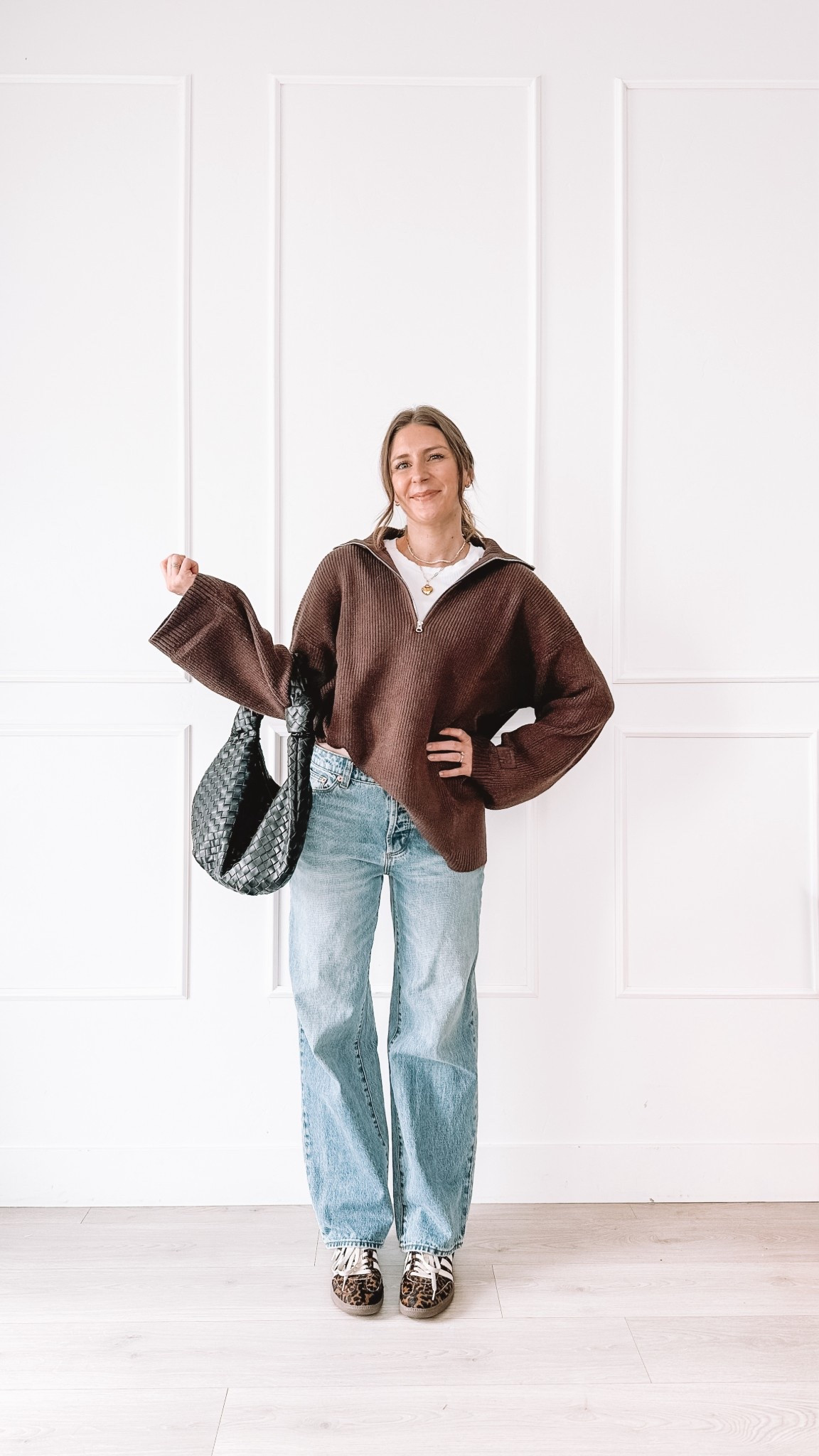 Dark brown zip sweater, wide leg jeans, leopard sneakers outfit — all linked here 🔗 

Foxy Kind Code: JENN15 - sweater: small (runs oversized), jeans: TTS

#LTKgrwm #LTKootd #LTKmomlife