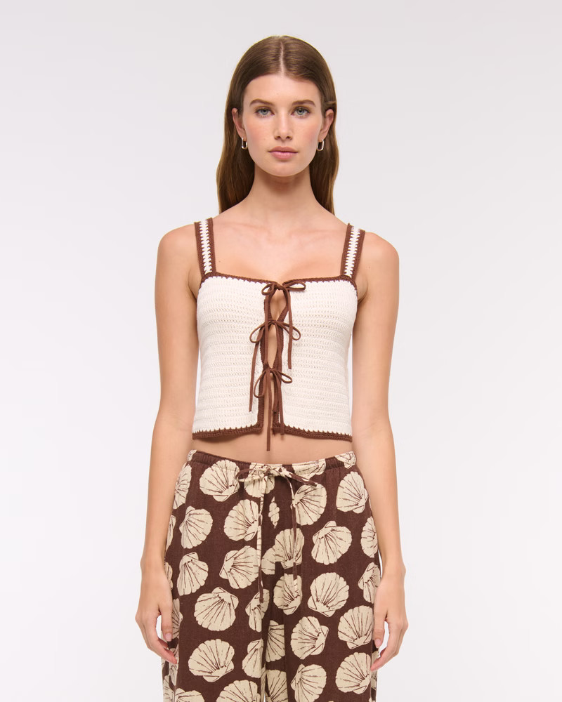 Crochet-Style Tie-Front Tank | Abercrombie & Fitch (US)