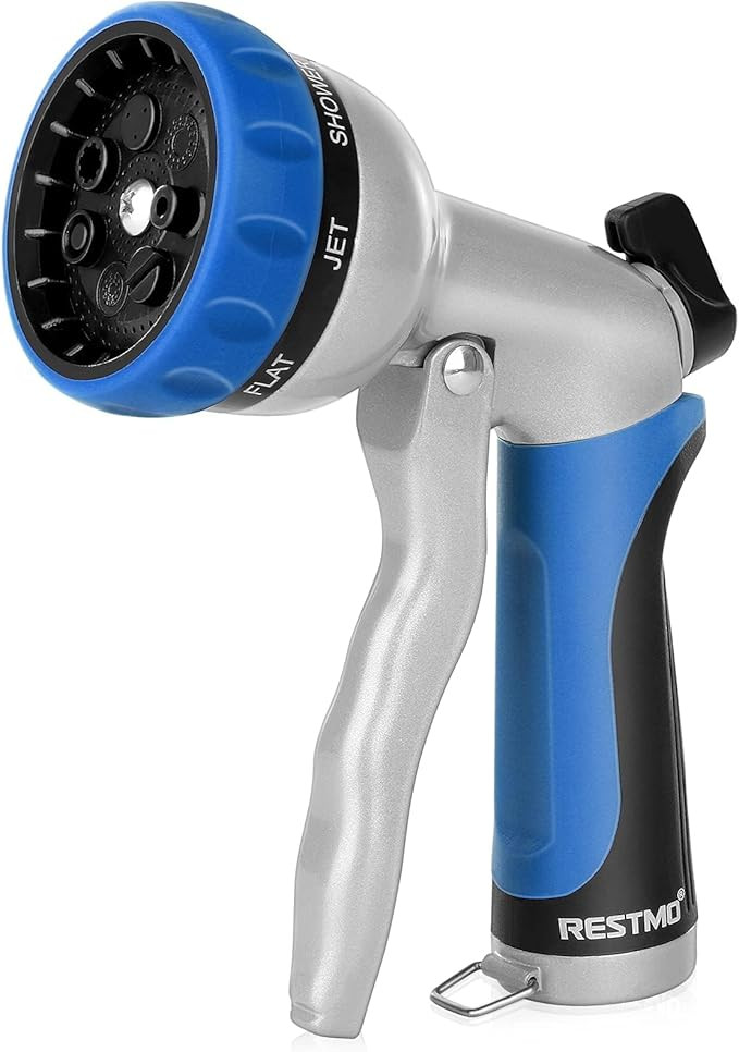 RESTMO Garden Hose Nozzle, Heavy Duty Metal Water Hose Nozzle with 7 Adjustable Spray Patterns, H... | Amazon (US)