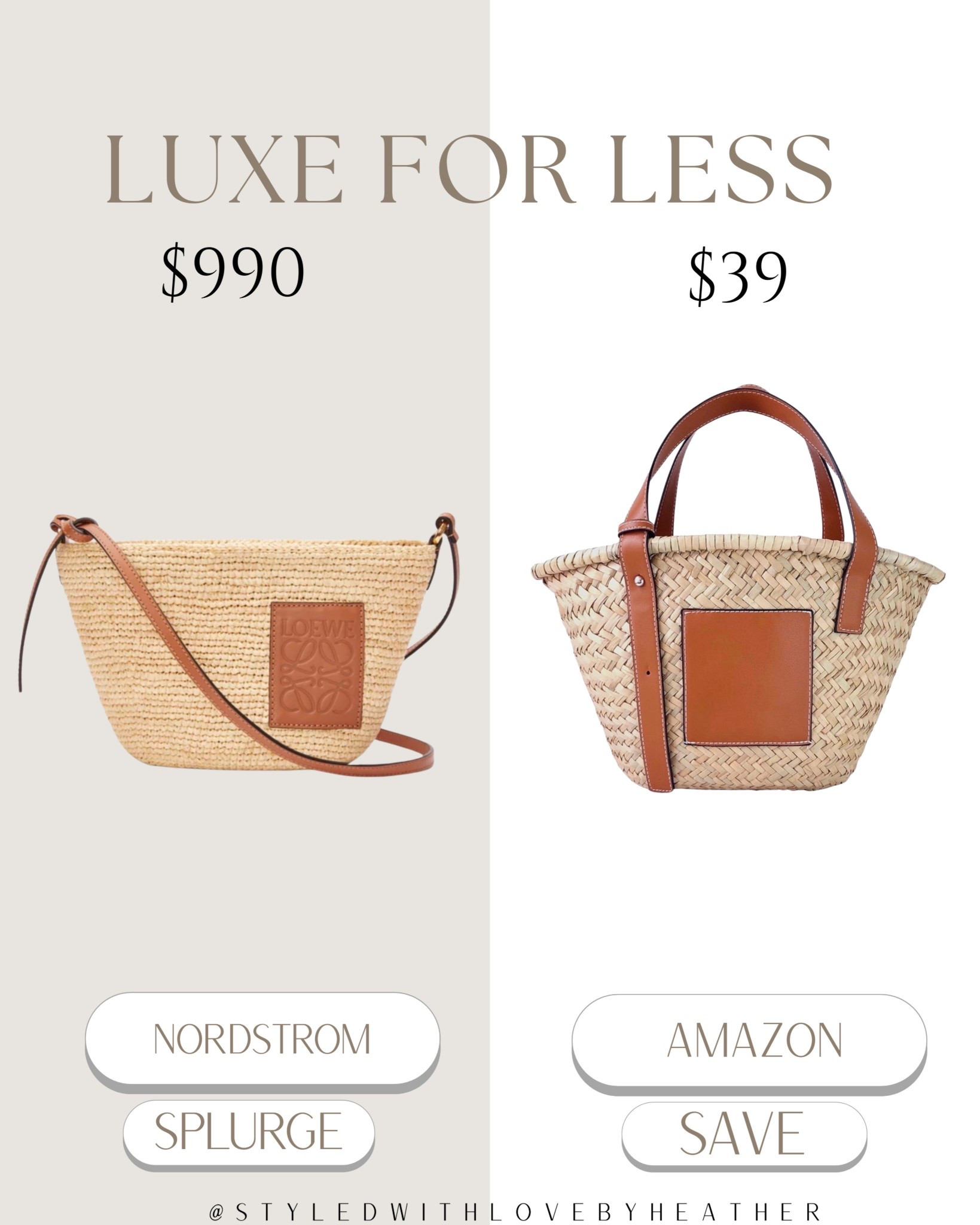 LUXE FOR LESS 🤎

This chic woven summer bag gives the same designer vacation vibe without the luxury price tag. The splurge version is $990, but I found an Amazon look-for-less for just $39 that has the same beautiful woven texture and leather detail.

The perfect spring & summer bag for brunch, vacation, beach days, or everyday errands.

Save vs splurge — which would you choose? Everything is linked on my LTK ✨

 

 #LTKstorytime #LTKvlog #LTKSwim