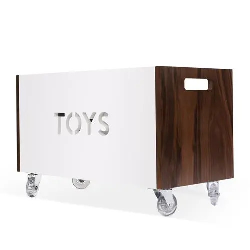 Nico & Yeye Tom Modern White Kids Toy Box Storage Chest - Walnut | Kathy Kuo Home