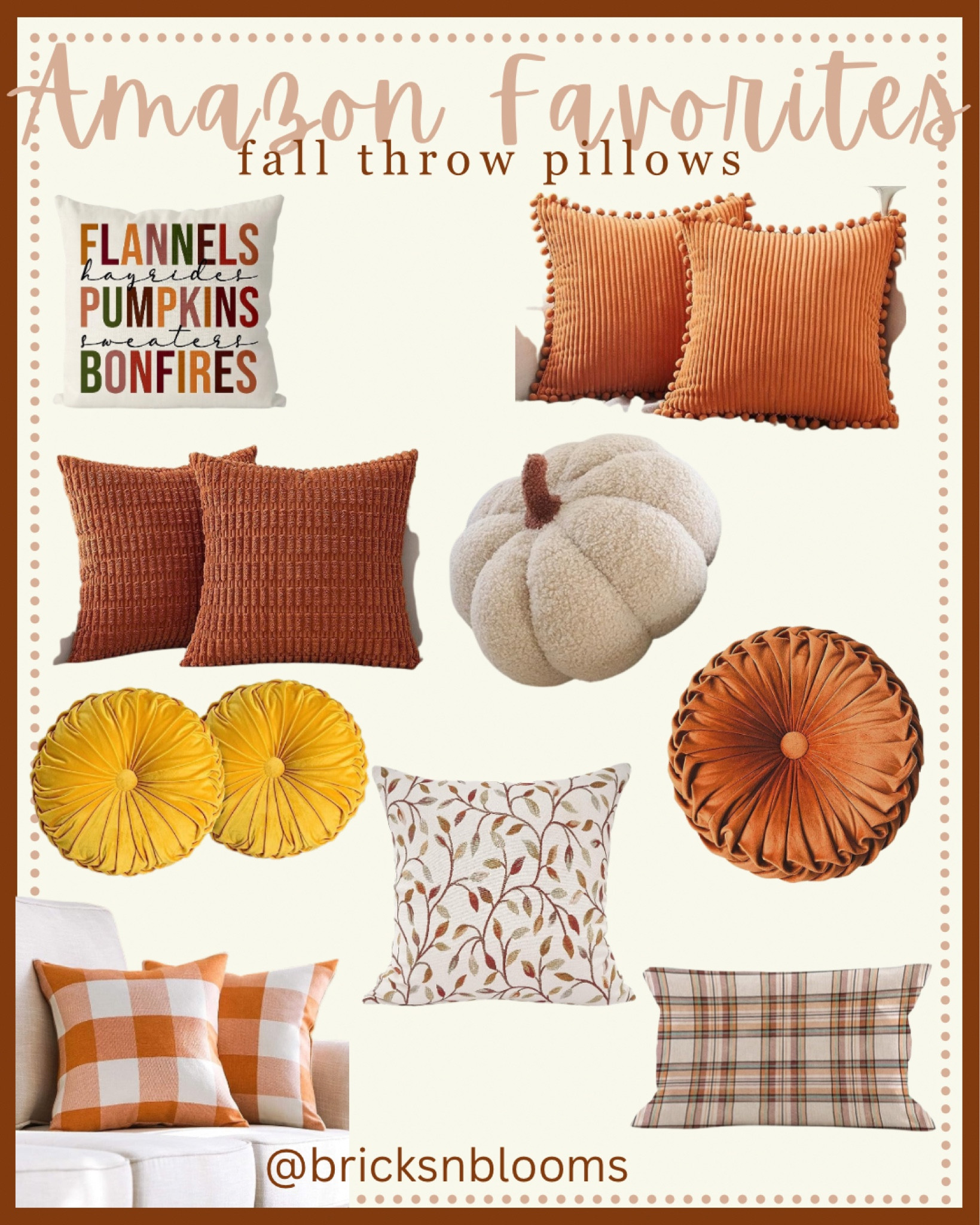 Amazon Favorites Fall Throw Pillows 

Pumpkin, fall decor, home decor, circle pillows, plaid, orange, leaves

#LTKhome #LTKfamily #LTKSeasonal