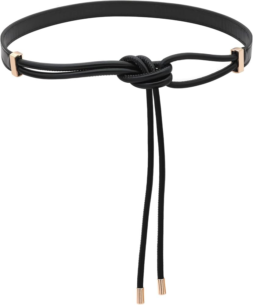 PU Leather Skinny Belts for Women Knotted Thin Waist Belt for Dresses | Amazon (US)