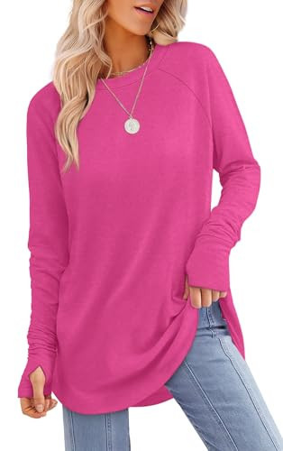 XIEERDUO Pink Shirts for Women Dressy Long Sleeve Going Out Tops for Women Hot Pink L | Amazon (US)
