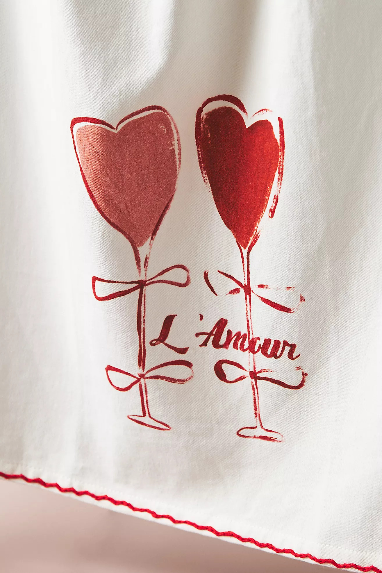 Valentine's Wine Glass Cotton Twill Dish Towel | Anthropologie (US)