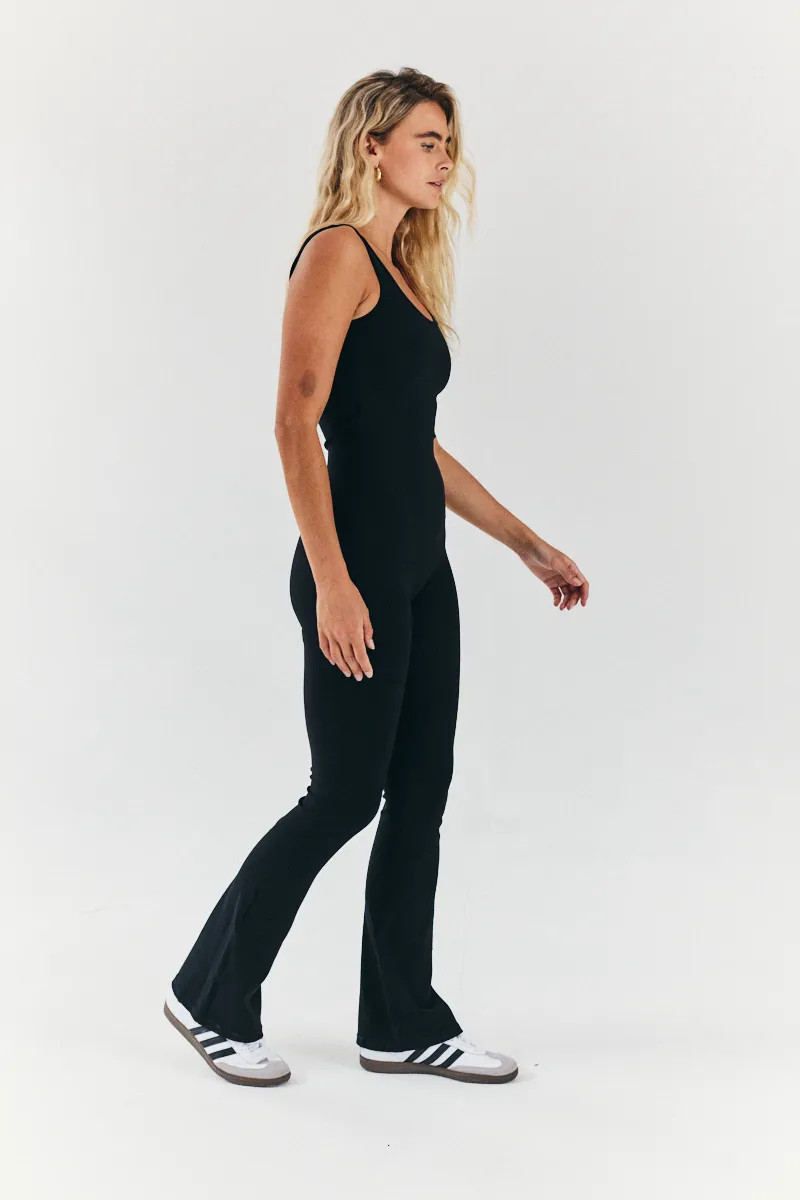 Built-In Bra Flare Leg Sculpt and Control Unitard | In The Style