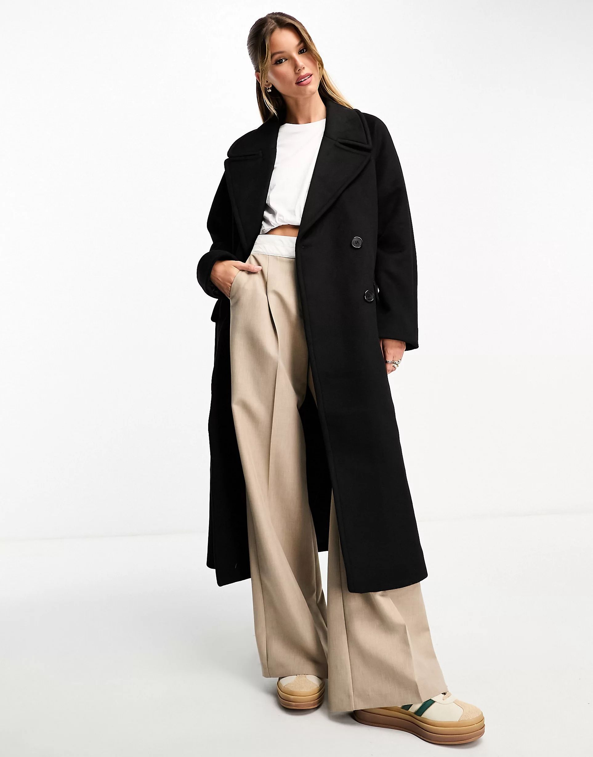 & Other Stories double breasted coat in black | ASOS (Global)