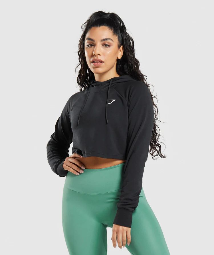 Gymshark Training Cropped Hoodie - Black | Gymshark US