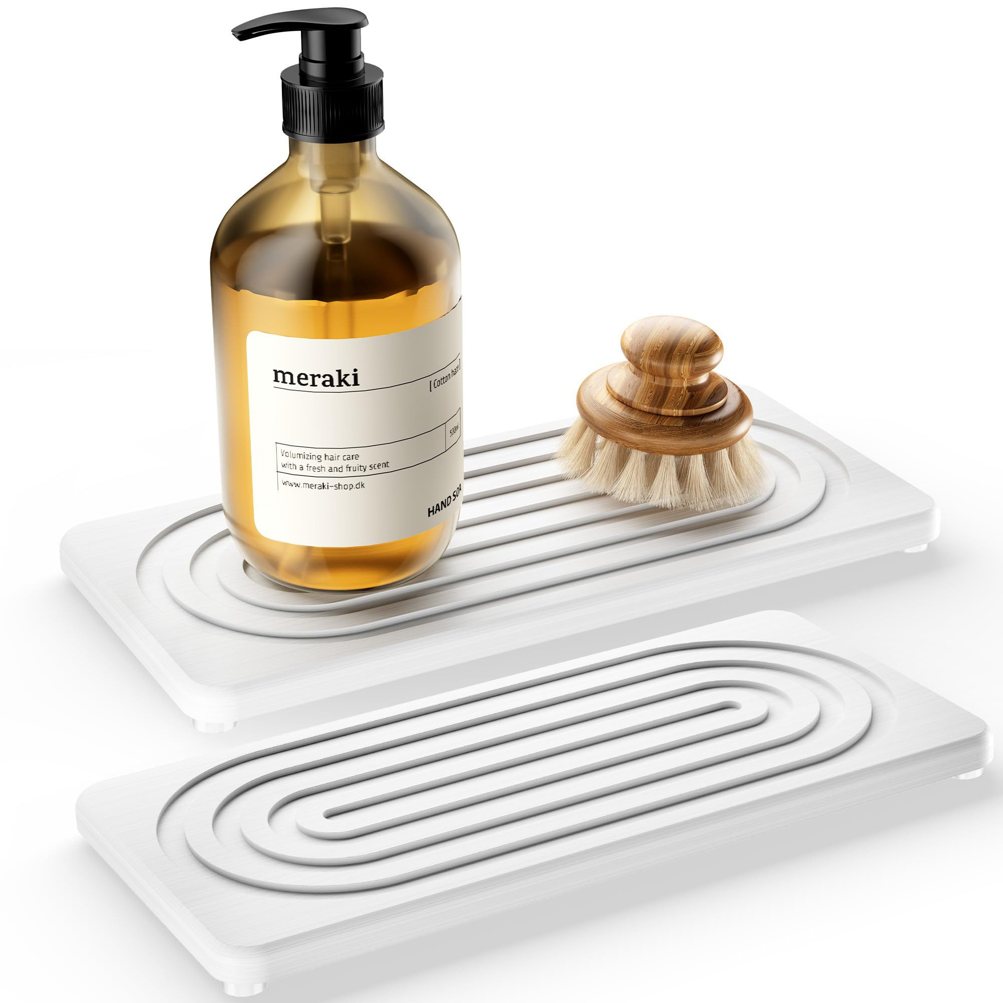 2 PCS Water Absorbing Stone Tray for Sink, Quick Drying Diatomite Bathroom Tray Countertop, Stone... | Amazon (US)