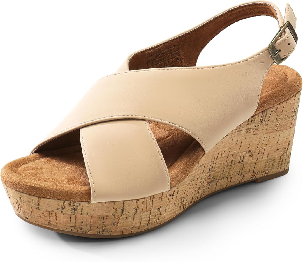 DREAM PAIRS Women's Platform Wedge Sandals Comfortable Ankle Strap Sandals for Women Casual Dress... | Amazon (US)