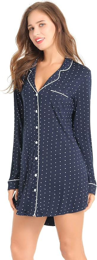 Womens Ultra Soft Sleep/Night/Pajama/Pj Shirts - Button Down/Long/Short Sleeve | Amazon (US)