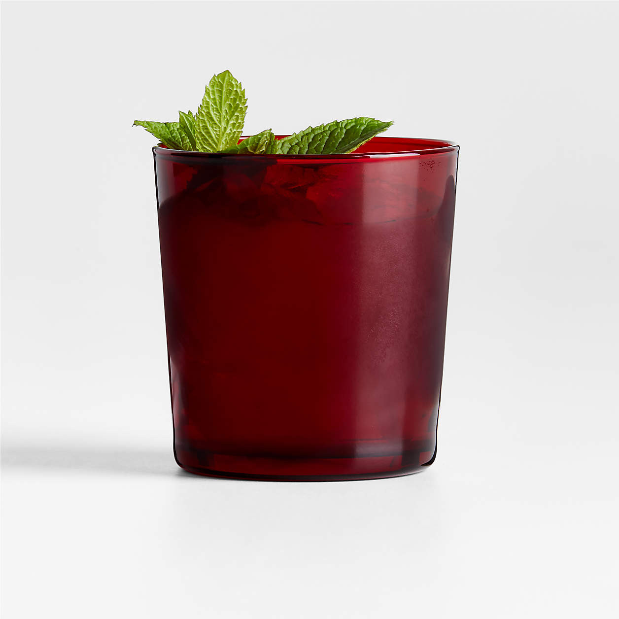 Bodega 12-Oz. Double Old-Fashioned Red Glass + Reviews | Crate & Barrel | Crate & Barrel