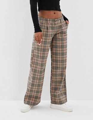 AE Low-Rise Plaid Baggy Wide-Leg Pant | American Eagle Outfitters (US & CA)