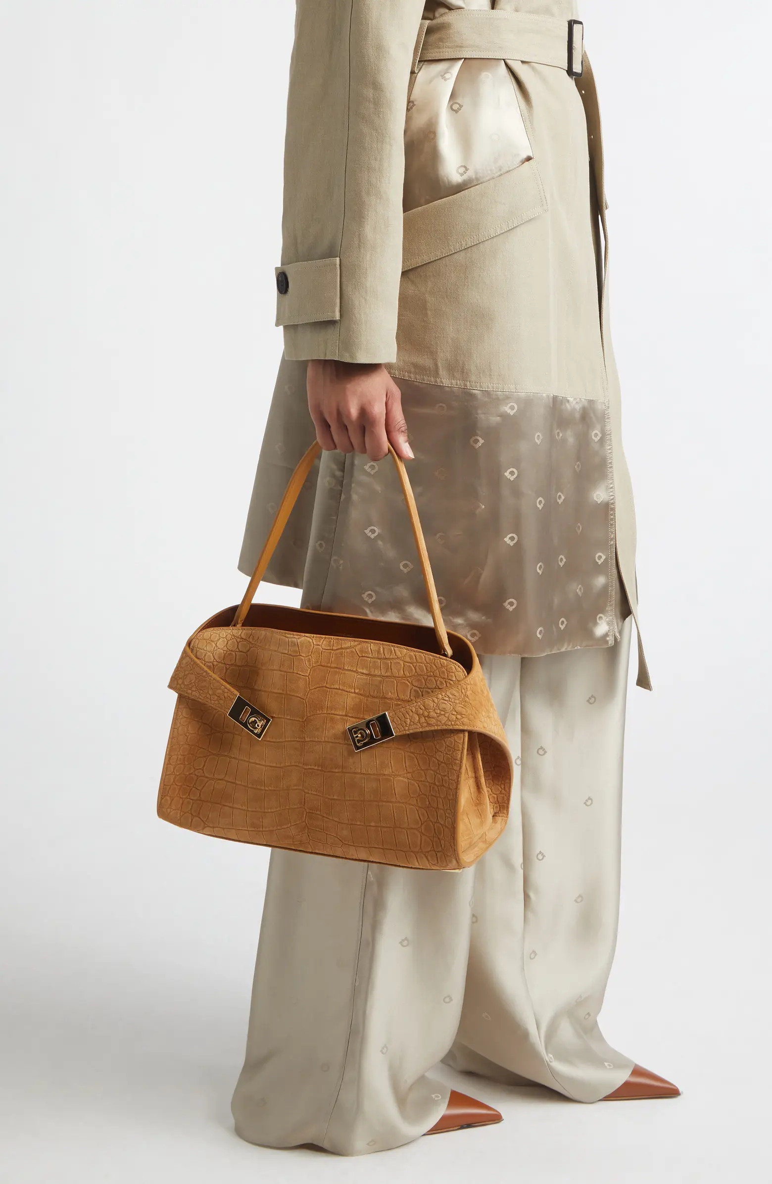 Hug Croc Embossed Suede Handbag | Nordstrom