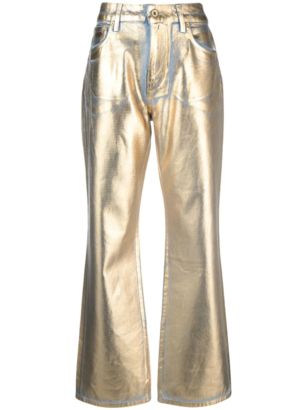 metallic coated high-rise straight-leg jeans | Farfetch Global