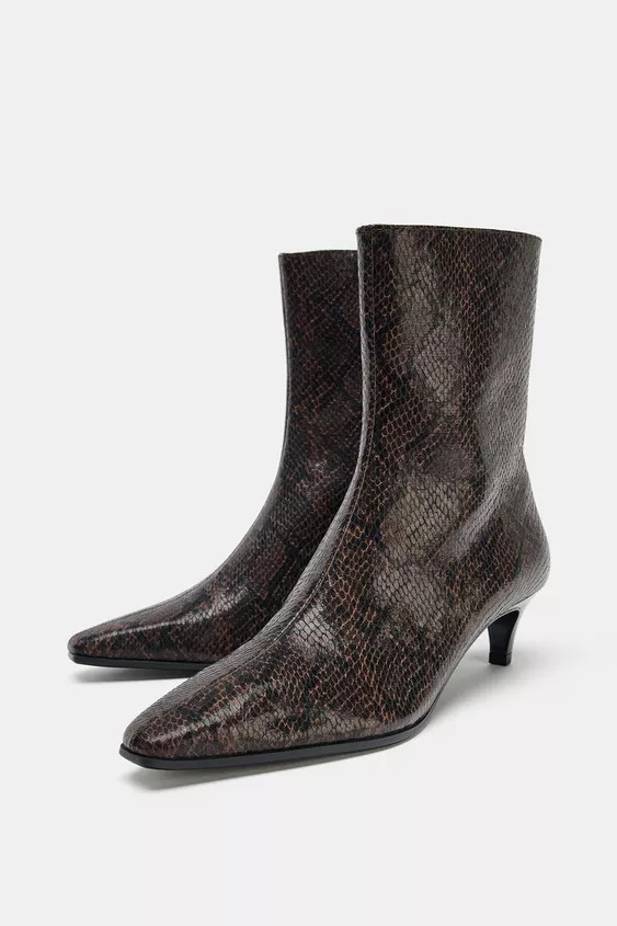 ANIMAL PRINT HEELED ANKLE BOOTS | Zara UK