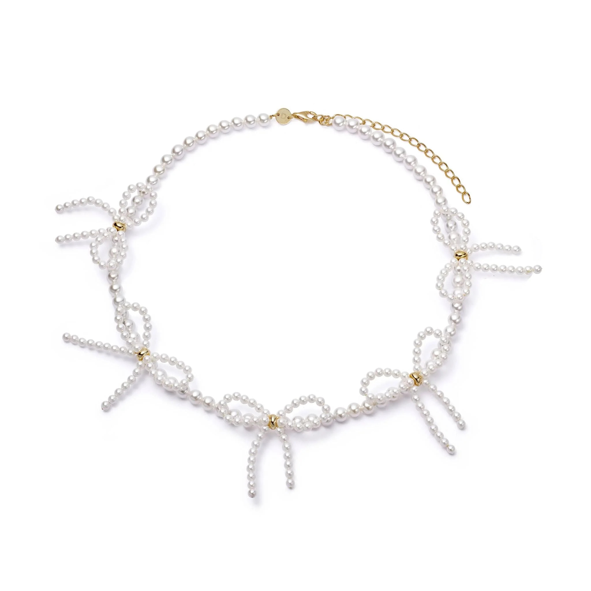 Pearl Bow Station Necklace 18ct Gold Plate | Daisy London Jewellery