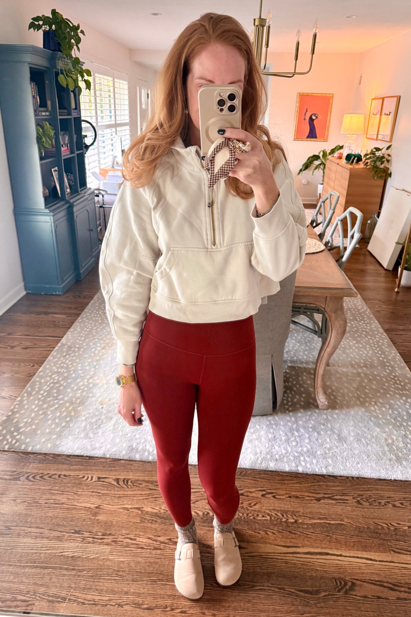 The perfect cozy fall combo! Cream scuba, terracotta leggings, cozy socks, and comfy clogs! Happy Friday! 

#LTKOver40 #LTKSeasonal #LTKActive