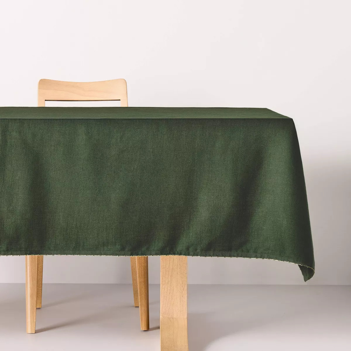 60"x84" Embroidered Trim Rectangular Tablecloth Dark Green - Hearth & Hand™ with Magnolia | Target