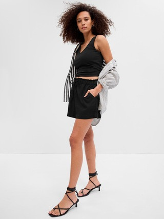 4" Mid Rise Linen Pull-On Shorts | Gap Factory