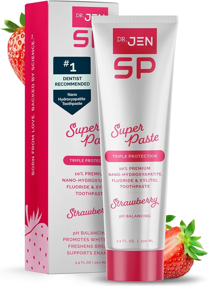 Dr. Jen Super Paste Toothpaste with Fluoride + 10% Premium Nano Hydroxyapatite, Xylitol, Strawber... | Amazon (US)