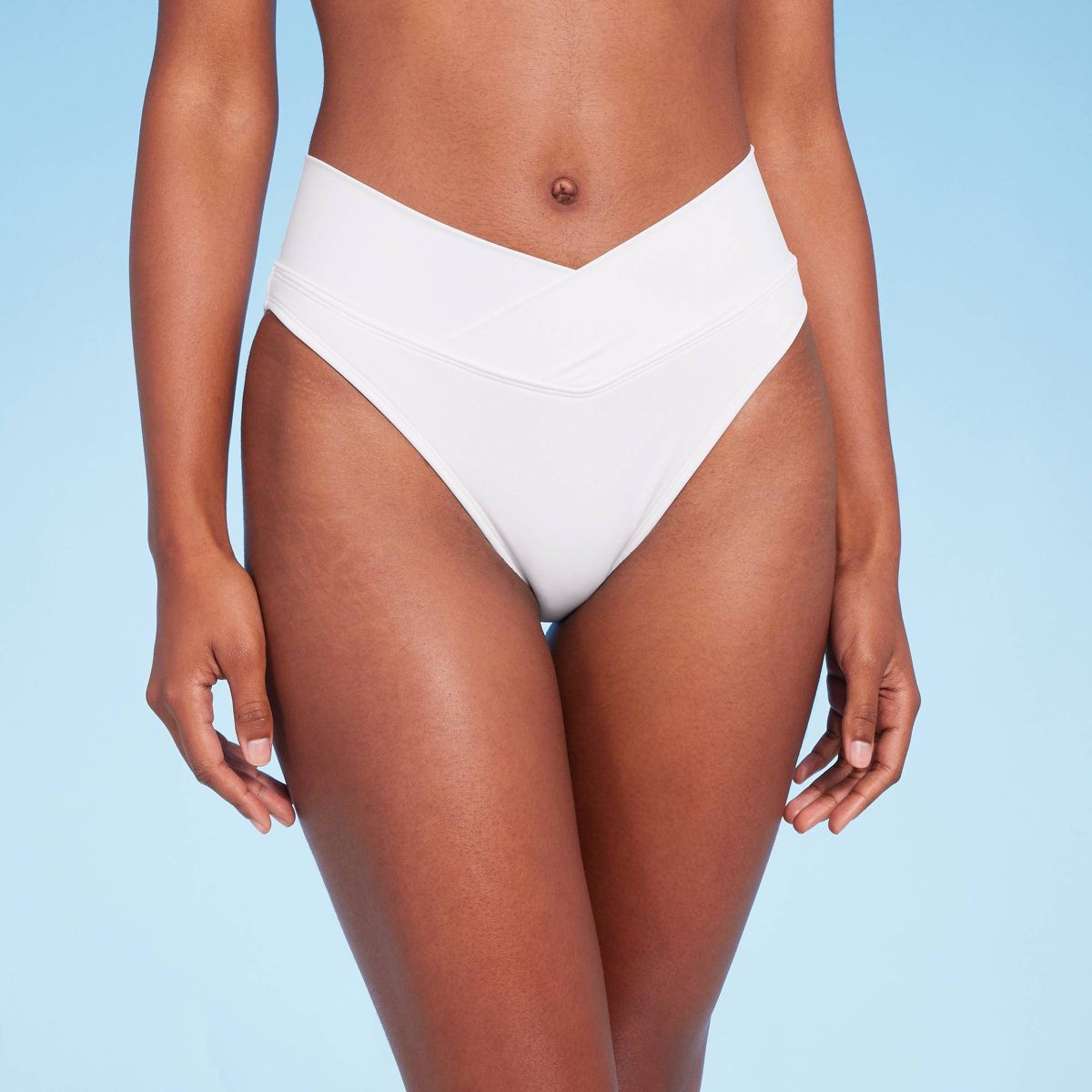 Women's V-Front Mid-Rise High Leg Cheeky Bikini Bottom - Shade & Shore™ | Target
