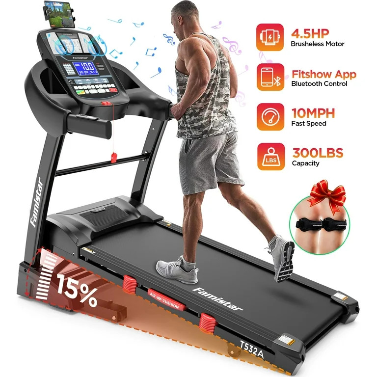 Famistar 4.5HP Folding Treadmill w/ APP control Portable Foldable, 15 Levels Auto Incline Treadmi... | Walmart (US)