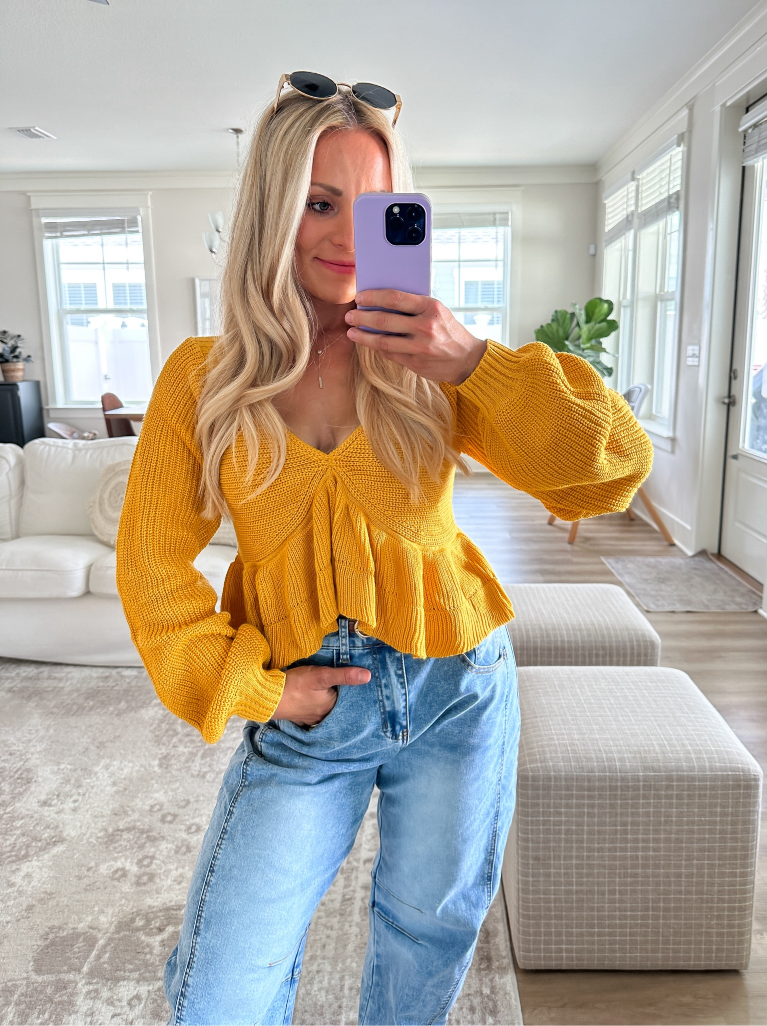 The cutest sweater!! Knit material and cuffs at the wrist. Slightly cropped but covers me. TTS and wearing a small!

#fallsweater #pinklilystyle #pinklily

#LTKSeasonal #LTKFindsUnder50 #LTKFallSale