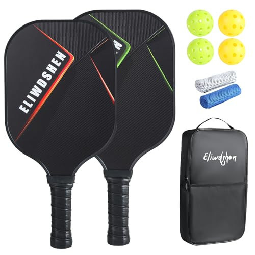 Eliwdshen Pickleball Paddles, Fiberglass Lightweight Pickleball Set of 2, 4 Pickleball, Portable Carry Bag Gifts for Beginners NEFG | Amazon (US)