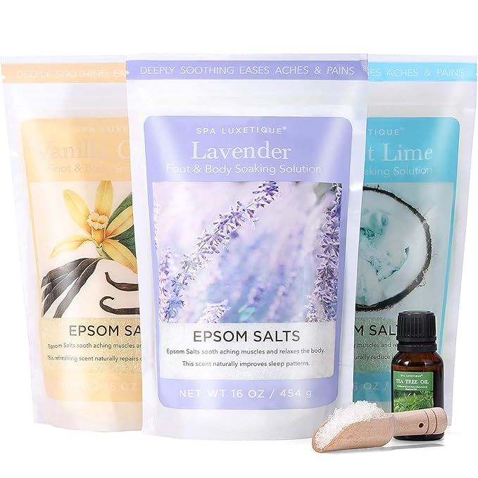 Epsom Salts for Soaking, Spa Luxetique Bath Salts for Women Gifts Set with Lavender, Vanilla and ... | Amazon (US)