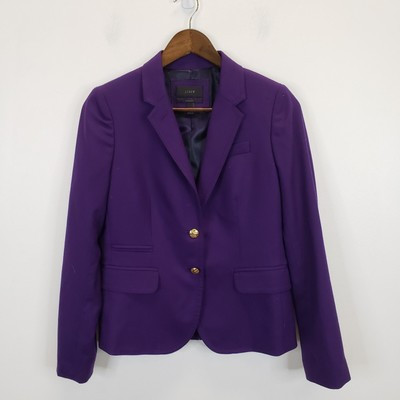 J Crew Womens Classic Schoolboy Blazer Size 4 Wool Flannel Purple Lined Business | eBay US