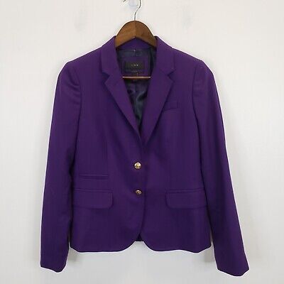 J Crew Womens Classic Schoolboy Blazer Size 4 Wool Flannel Purple Lined Business | eBay US