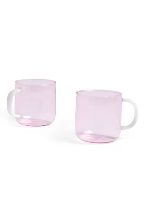 HAY Set of 2 Glass Mugs in Pink/White at Nordstrom | Nordstrom