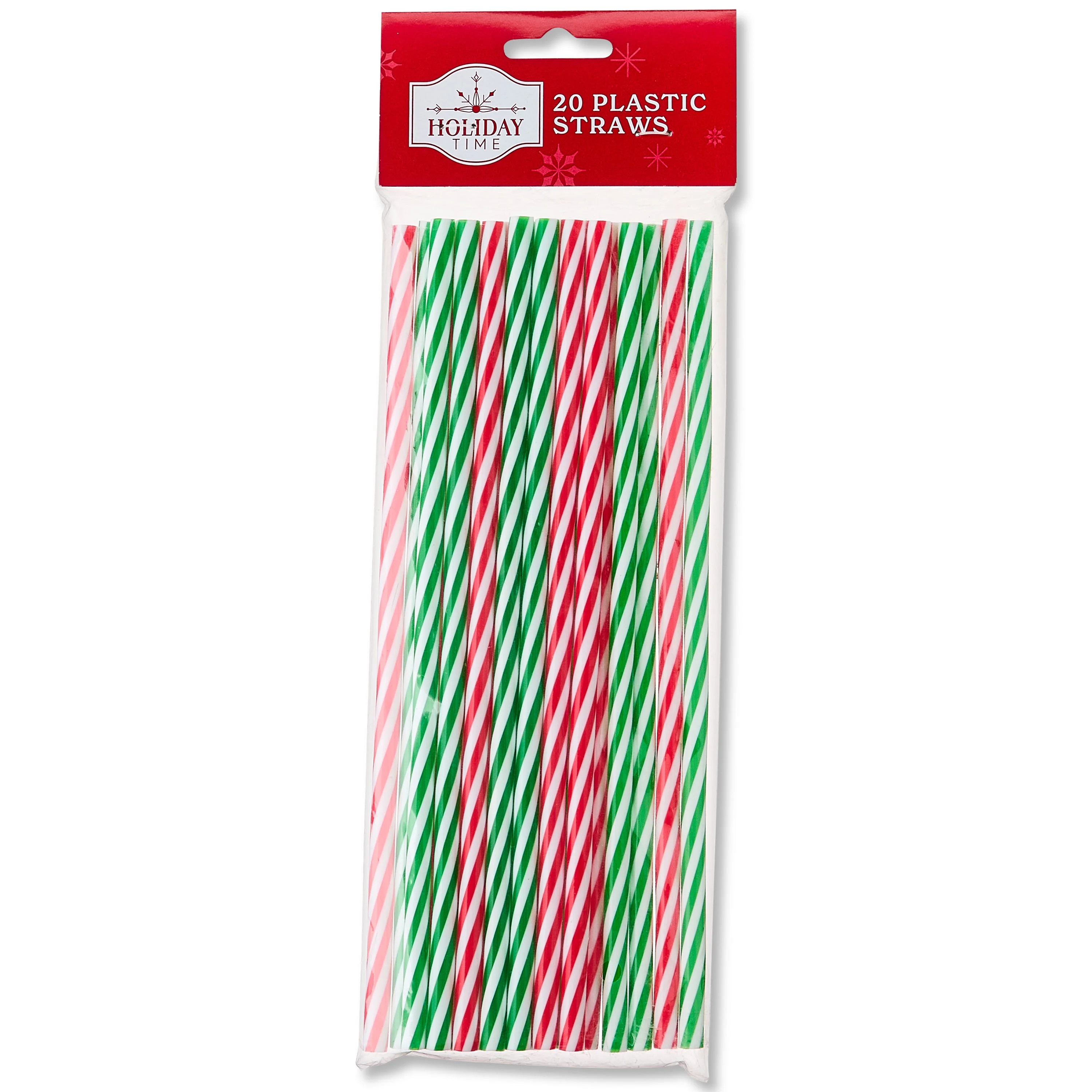 Christmas Party Plastic Straws, Red and Green, 9", 20 Count, by Holiday Time | Walmart (US)